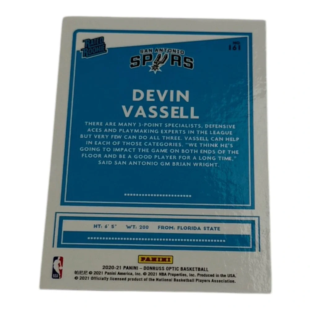 2020-21 Panini‎ Donruss Optic Devin Vassell Rated Rookie San Antonio Spurs #161